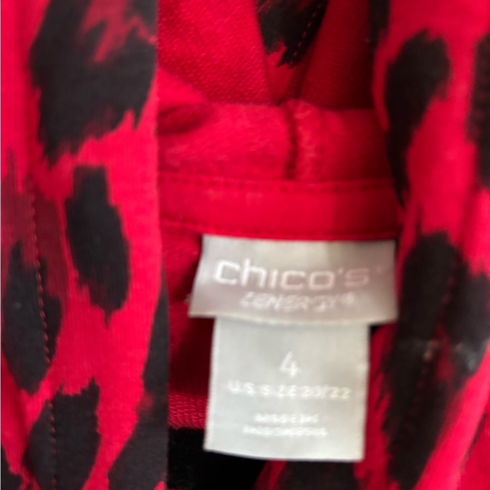 Chico's Vibrant Red and Black Animal Print Hoodie - Picture 5 of 6